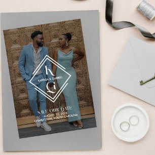 Elegantes Logo-Foto-Hochzeitssave-the-Date Einladung