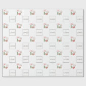 Elegantes Logo Foto "Merry and Bright" Rot & Grün Geschenkpapier (Flach)