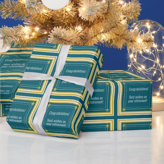 Elegantes Logo, Foto und Sterne, Aquamariner Glück Geschenkpapier (Feiertage)