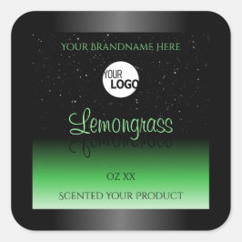 Elegantes Logo für den Glitzer "Black and Green Pr Quadratischer Aufkleber