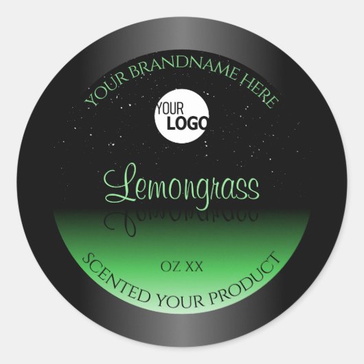 Elegantes Logo für den Glitzer "Black and Green Pr Runder Aufkleber (Vorderseite)