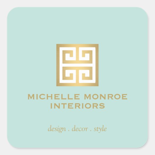 Elegantes Logo für den griechischen Designer Gold/ Quadratischer Aufkleber (Vorderseite)