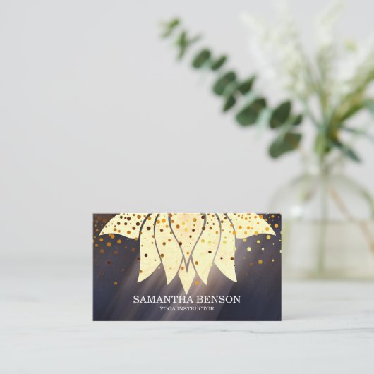 Elegantes Logo für die Blume Black & White Lotus Y Visitenkarte (Stehend Vorderseite)