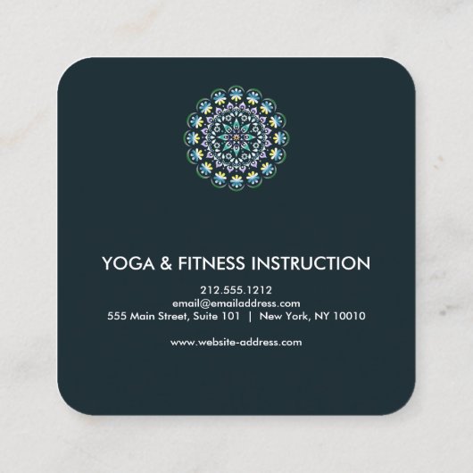 Elegantes Logo für die Blume des Aquarelllotus Yog Quadratische Visitenkarte (Rückseite)