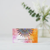 Elegantes Logo für die Blume des Aquarelllotus Yog Visitenkarte (Stehend Vorderseite)