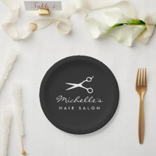 Elegantes Logo für Friseursalon und Barbier custom Pappteller