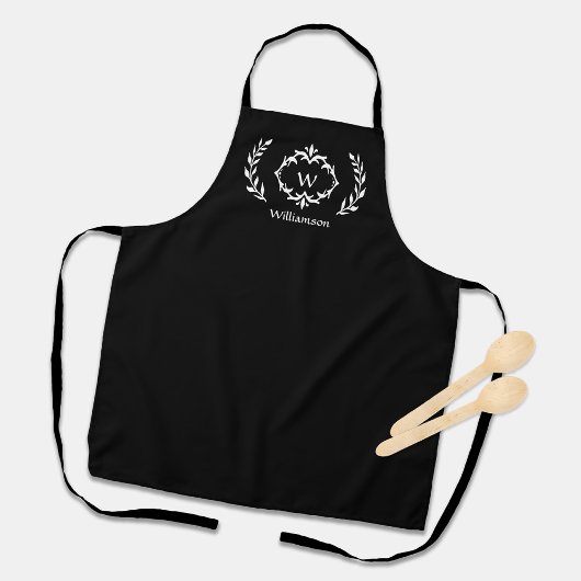Elegantes Logo für Mit Monogramm Wappen Schwarz-we Schürze