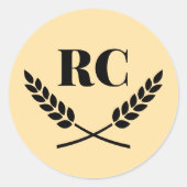 Elegantes Logo für monogrammatikalische Lorbeerkra Runder Aufkleber (Vorderseite)