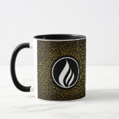 Elegantes Logo, goldene Punkte schwarz Tasse (Links)