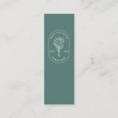 Elegantes Logo Grün weiß Florist Minimalistisch Mini Visitenkarte (Vorderseite)