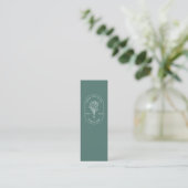 Elegantes Logo Grün weiß Florist Minimalistisch Mini Visitenkarte (Stehend Vorderseite)