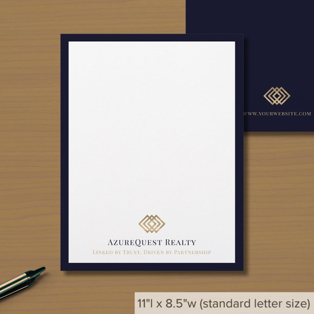 Elegantes Logo Luxury Navy Border Briefbogen (Von Creator hochgeladen)