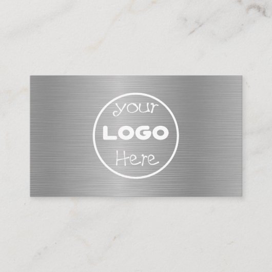 Elegantes Logo Metall aus Aluminium, silberfarben Visitenkarte (Vorderseite)