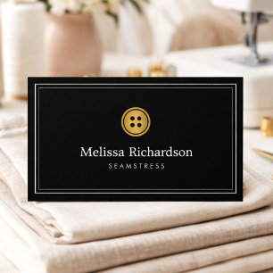 Elegantes Logo mit goldenem Knopf für Schneiderinn Visitenkarte
