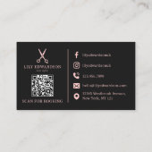 Elegantes Logo mit QR-Code für Friseurschere in Ro Treuekarte (Rückseite)