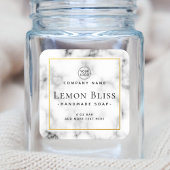 Elegantes Logo, weiße Marmorrandmarke Quadratischer Aufkleber