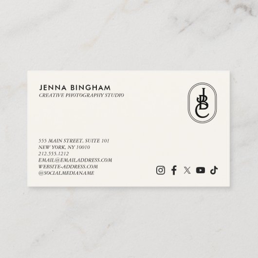 Elegantes Logoschreiben in Monogram Visitenkarte (Rückseite)