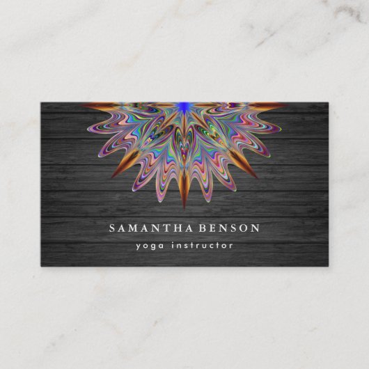 Elegantes Lotos-Blumen-Logo-Yoga hölzern Visitenkarte (Vorderseite)