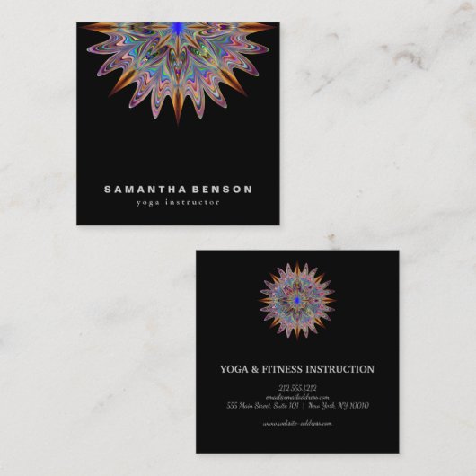 Elegantes Lotos-Blumen-Logo-Yoga Quadratische Visitenkarte (Vorne/Hinten)