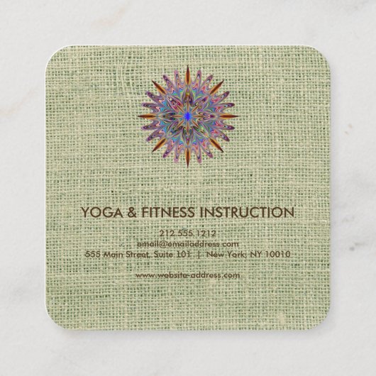 Elegantes Lotos-Blumen-Logo-Yoga Quadratische Visitenkarte (Rückseite)