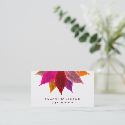 Elegantes Lotos-Blumen-Logo-Yoga Visitenkarte (Stehend Vorderseite)