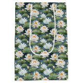 Elegantes Lotus-Blume-Fliesenmuster Mittlere Geschenktüte (Rückseite)