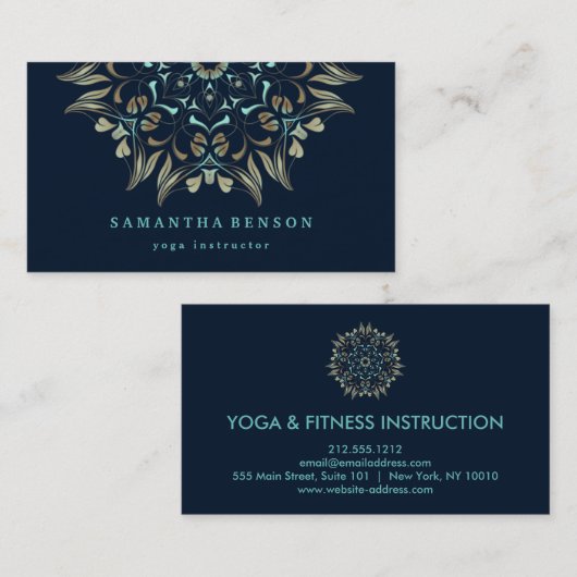 Elegantes Lotus-Logo Yoga Meditation Wellness Visitenkarte (Vorne/Hinten)