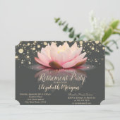 Elegantes Lotus String Lights Dots Retirement-Part Einladung (Stehend Vorderseite)