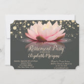 Elegantes Lotus String Lights Dots Retirement-Part Einladung (Vorderseite)