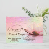 Elegantes Lotus String Lights Retirement-Party Einladung (Stehend Vorderseite)
