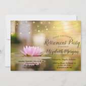 Elegantes Lotus String Lights Retirement-Party Einladung (Vorderseite)