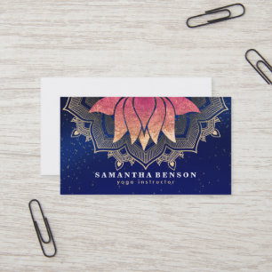 Elegantes Lotusblumen-Mandala-Logo Yoga-Trainer Visitenkarte