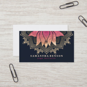 Elegantes Lotusblumen-Mandala-Logo Yoga-Trainer  Visitenkarte