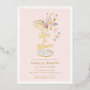 Elegantes Love in Bloom Braut-Brunch Folieneinladung