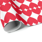 Elegantes, lustiges rotes Herz gestreift Geschenkpapier (Rolleneckpunkt)