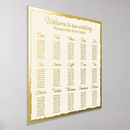 Elegantes Luxe Gold Edge Ecru Foil Seating Chart Foliendrucke (Ablage )