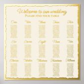 Elegantes Luxe Gold Edge Ecru Foil Seating Chart Foliendrucke (Vorderseite)