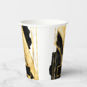 Elegantes Luxuriöses Black Gold Monogram Modern Gl Pappbecher (Rechts)