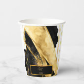 Elegantes Luxuriöses Black Gold Monogram Modern Gl Pappbecher (Vorderseite)