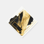 Elegantes Luxuriöses Black Gold Monogram Modern Gl Serviette (Ecke)