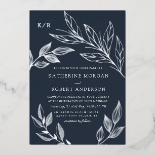 Elegantes luxuriöses Blatt Hochzeitfolie Einladung