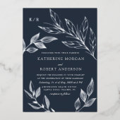 Elegantes luxuriöses Blatt Hochzeitfolie Einladung (Vorderseite)