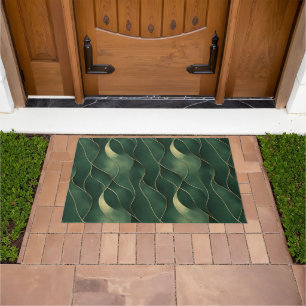 Elegantes luxuriöses Green und Gold Swirl Muster Fußmatte
