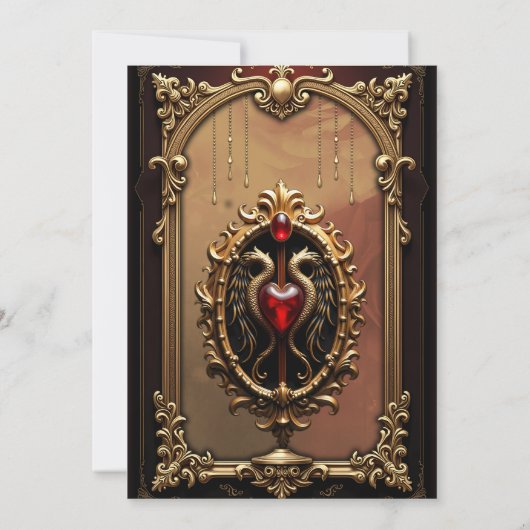 Elegantes luxuriöses Herzemblem. Einladung (Rückseite)