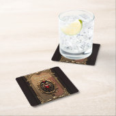 Elegantes luxuriöses Herzemblem. Rechteckiger Pappuntersetzer (Vor Ort)