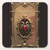 Elegantes luxuriöses Herzemblem. Rechteckiger Pappuntersetzer (Vorderseite)
