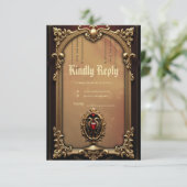 Elegantes luxuriöses Herzemblem. RSVP Karte (Stehend Vorderseite)