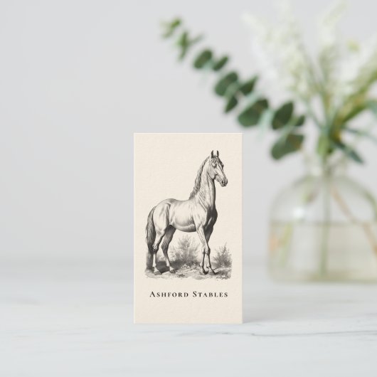 Elegantes Luxuriöses Pferd Vintag Visitenkarte (Stehend Vorderseite)