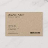 Elegantes, luxuriöses Real Kraft Papier Modernes T Visitenkarte (Rückseite)