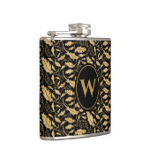 Elegantes, luxuriöses Schwarzes Gold Leaf Vintages Flachmann (Rechts)